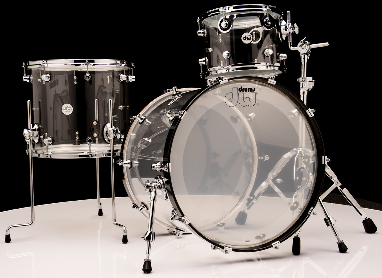Used DW Design Series 6-Piece Clear Acrylic Drum Set 