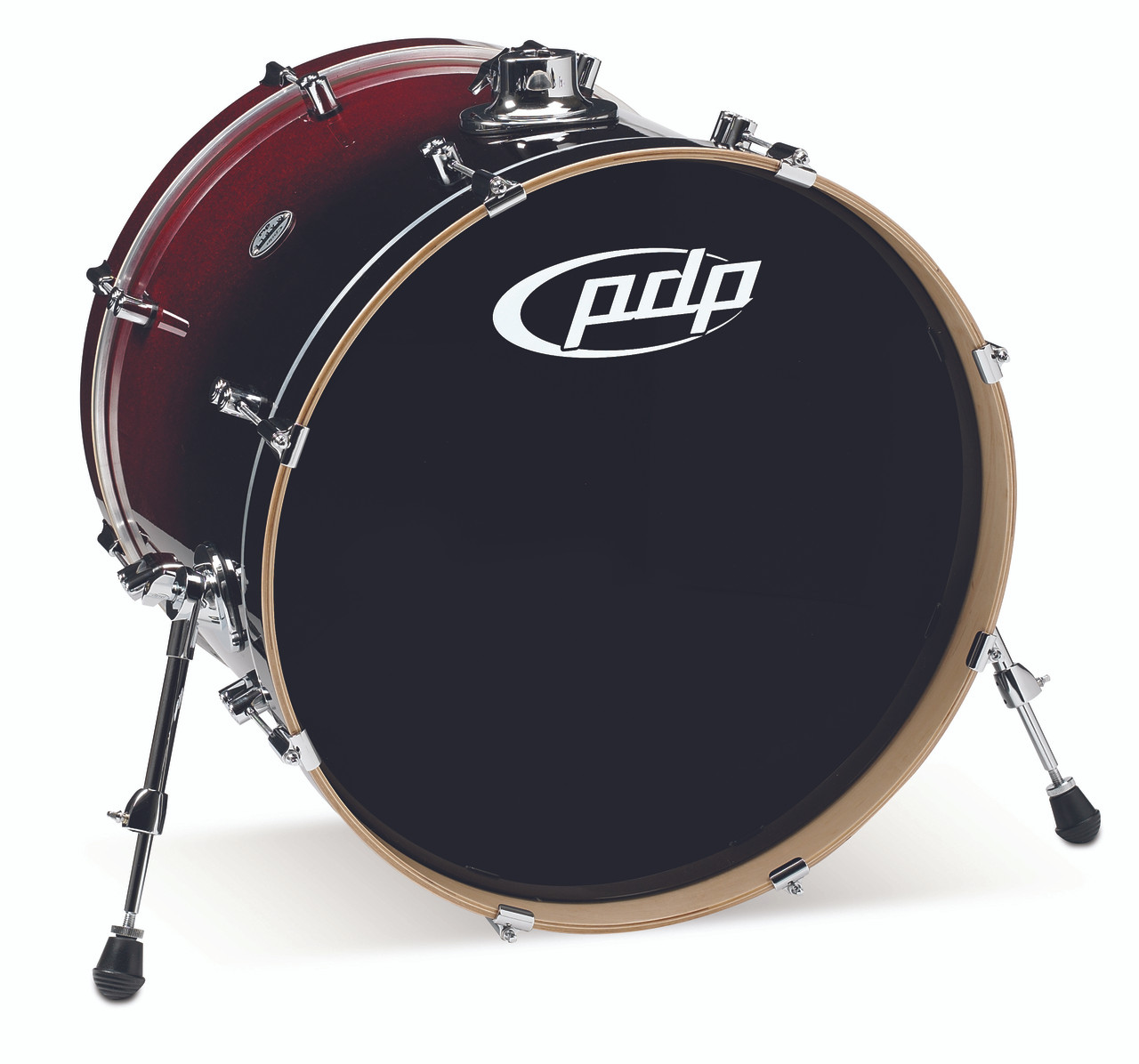 PDP Concept Maple Red to Black Fade Bass Drum 18x22