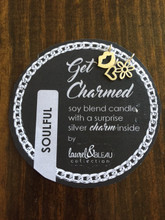 Soulful "Get CHarmed" soy candle with a surprise silver charm inside