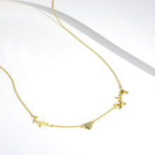 Rhodium/Gold Plated Signature Necklace with 2 names & Heart 