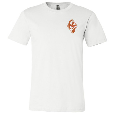 "67 Classic Logo" in Texas Orange on White, Unisex Tee.