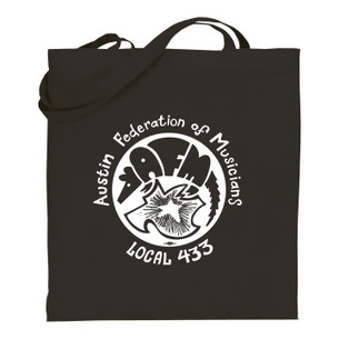 "Austin Federation of Musicians Logo" on Black Tote Bag.