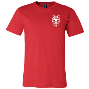 CWA Local 6132 Logo (front only) on Red, Unisex Tee.