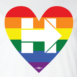 "Rainbow Heart Hillary" Graphic  (Front and Back On White Tee)