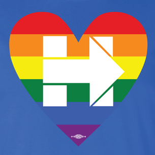 "Rainbow Heart Hillary" Graphic  (Front and Back On Royal Blue Tee)