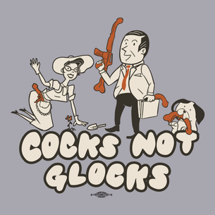 "Cocks Not Glocks Family (Parents)" Graphic (on Heather Grey Tee)