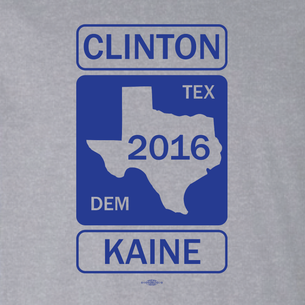 Clinton Kaine Texas Road Sign Graphic (On Heather Grey Tee)