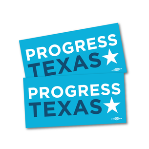 Two "Progress Texas Logo" 6" x 3" Stickers