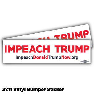 Two "Impeach Trump Now!" White and Red Design 11" x 3" Bumper Sticker 