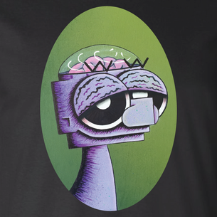 "Green Robot" Graphic -- By Happy Robots (on Black Tee)