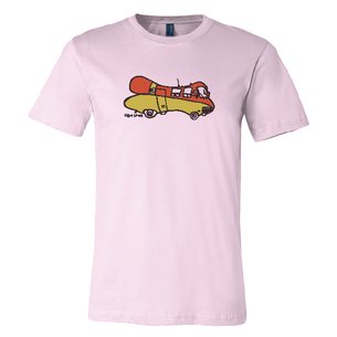 "Hot Dog Car" by Art Lewis (on Soft Pink Tee)