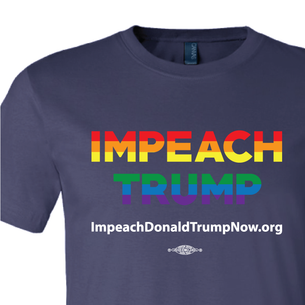 Impeach Trump Rainbow Logo Graphic (on Navy Tee)