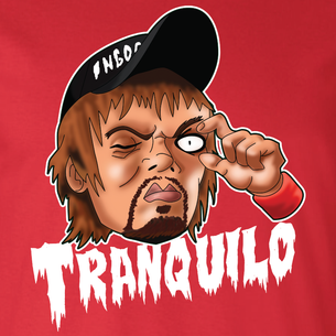 "Tranquilo" Graphic by Seth Melton (on Red Tee)