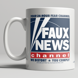 "Faux News"  graphic on Double-Sided Mug -- 11oz ceramic