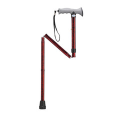 Adjustable Lightweight Red Crackle Folding Cane with Gel Hand Grip - rtl10370rc