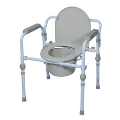 Folding Bedside Commode with Bucket and Splash Guard - rtl11148kdr