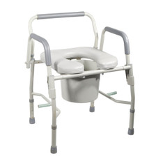 Steel Drop Arm Bedside Commode with Padded Seat & Arms - 11125pskd-1