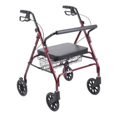Heavy Duty Bariatric Red Rollator Walker with Large Padded Seat - 10215rd-1