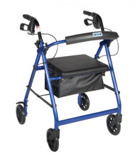 Blue Rollator Walker with Fold Up and Removable Back Support and Padded Seat - r726bl