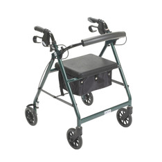 Green Rollator Walker with Fold Up and Removable Back Support and Padded Seat - r726gr