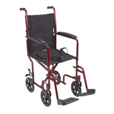 Lightweight Red Transport Wheelchair - atc17-rd