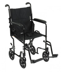Lightweight Black Transport Wheelchair - atc19-bk