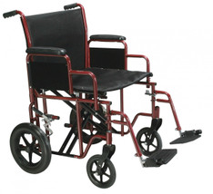 Bariatric Heavy Duty Red Transport Wheelchair with Swing Away Footrest - btr20-r