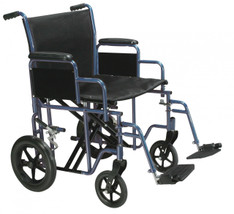 Bariatric Heavy Duty Blue Transport Wheelchair with Swing Away Footrest - btr22-b