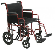 Bariatric Heavy Duty Red Transport Wheelchair with Swing Away Footrest - btr22-r