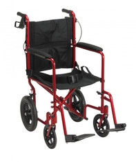 Lightweight Expedition Red Transport Wheelchair with Hand Brakes - exp19ltrd