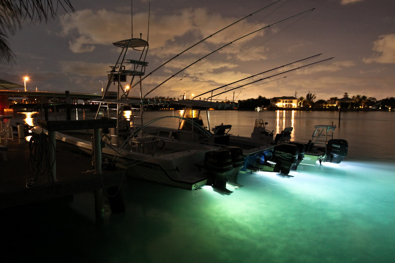 Green underwater LED light. Screws into drain plug on your boat.