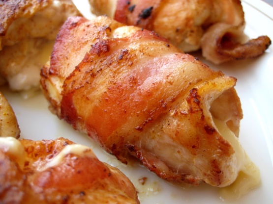 Bacon Wrapped Gouda Stuffed Chicken