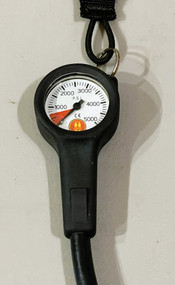 Used Like New -  OMS Brass/Glass Pressure Gauge with Hose
