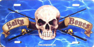 Salty Bones License Plate - Blue Water Background