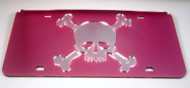 Skull and Crossbones (Pink Background) Mirrored License Plate