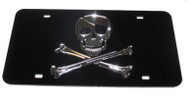 Jolly Roger Pirate Flag Mirrored License Plate