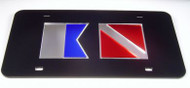 Alpha Dive Mirrored License Plate - Black Background