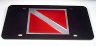 Dive Flag Mirrored License Plate - Black Background