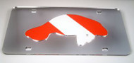 Manatee Dive Flag Mirrored License Plate - Silver Background