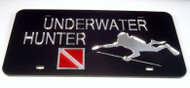 Underwater Hunter Mirrored License Plate - Black Background