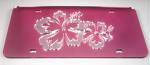 Hibiscus Mirrored License Plate - Pink