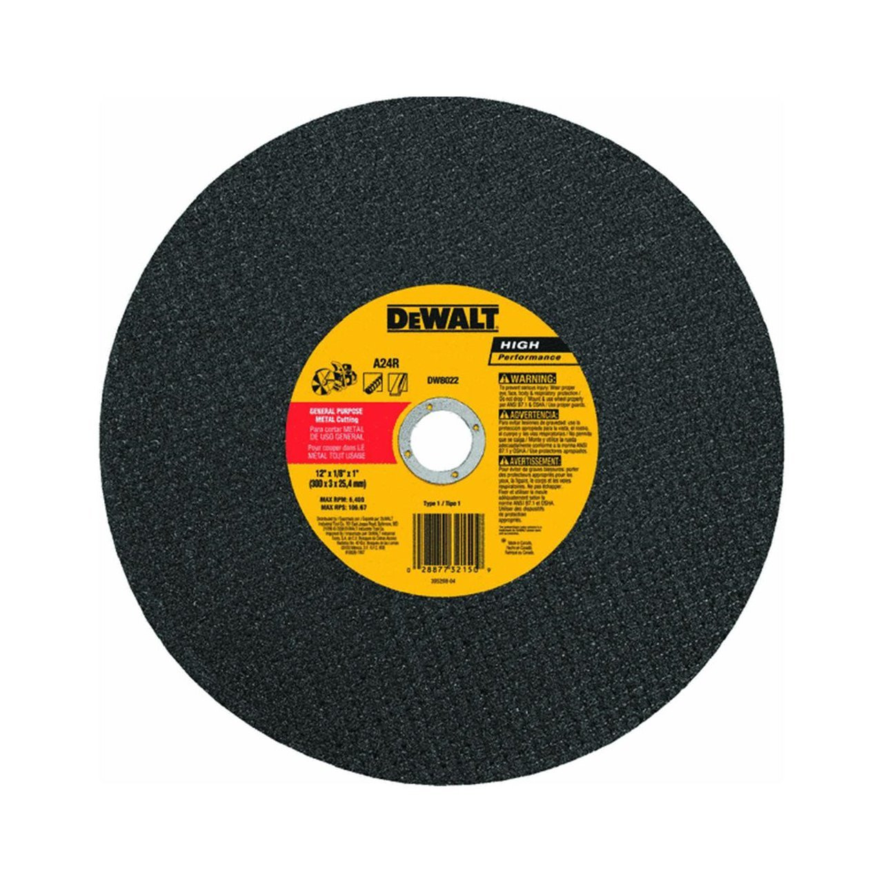 DEWALT DW8022 12 Inch x 1 8 Inch x 1 Inch A24N Abrasive Metal