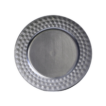 Case of 24 Round Plastic Charger Plates Silver, 13"