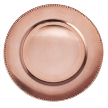 Case of 24 Matte Beaded Edge Plastic Charger Plate 13" - Rose Gold