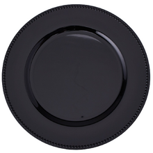 Case of 24 Beaded Edge Plastic Charger Plate 13" - Black