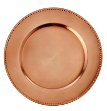 Case of 24 Beaded Edge Plastic Charger Plate 13" - Rose Gold