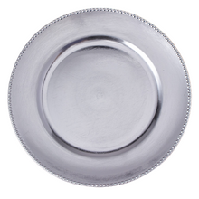 Case of 24 Beaded Edge Plastic Charger Plate 13" - Silver