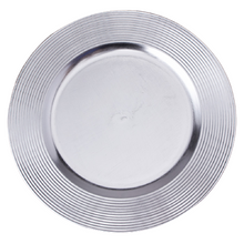 Case of 24 Concentric Circles Edge Plastic Charger Plate 13" - Silver