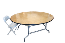 Children's 36 (3ft) Round Plywood Table W / Folding Legs"