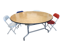 Children's 48 (4ft) Round Plywood Table W / Folding Legs"
